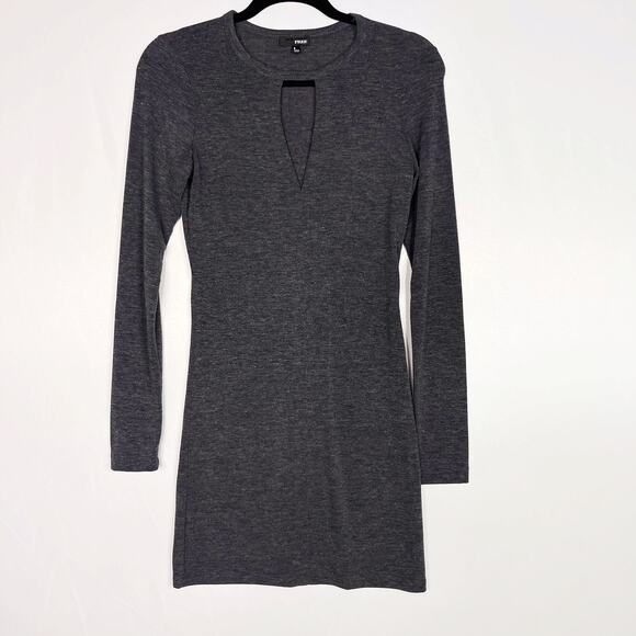 Aritzia Wilfred Free Small S Heather Gray Cut Out Neck Long Sleeve Mini Dress - Picture 1 of 7